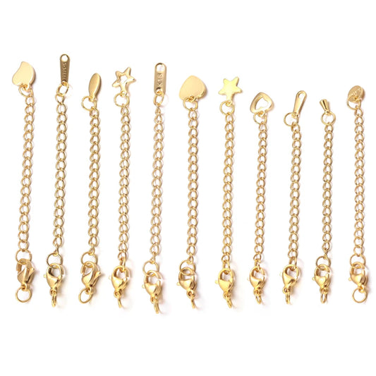 10pcs Stainless Steel Extension Chains Lobster Clasps Connectors