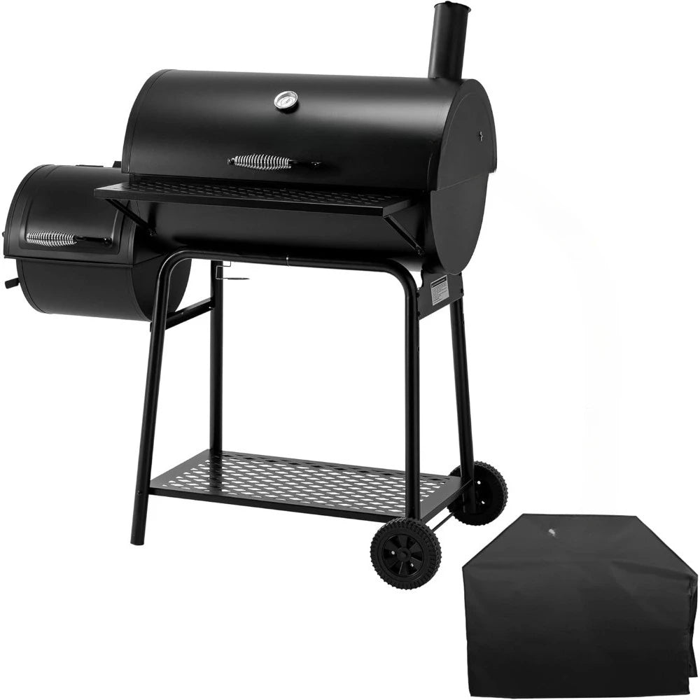 Offset Smoker Charcoal Grill with Cover Large Capacity BBQ Meat Smoker