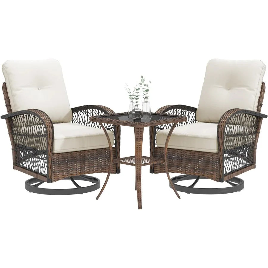 3 Pieces Patio Furniture Set Outdoor Swivel Rocker
