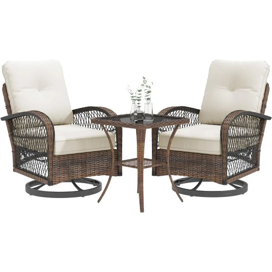 3 Pieces Patio Furniture Set Outdoor Swivel Rocker