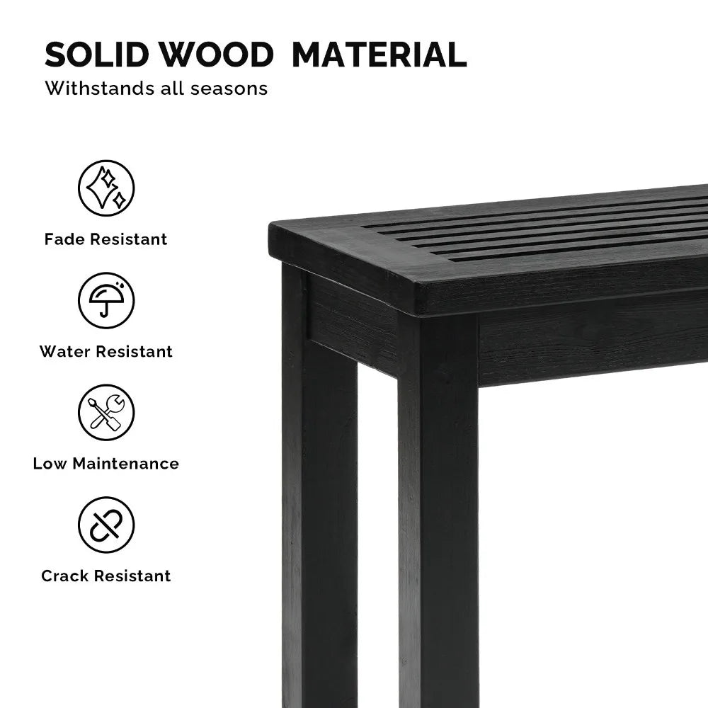 40in Outdoor Wooden Porch Bench Garden Furniture for Backyard Park Seat