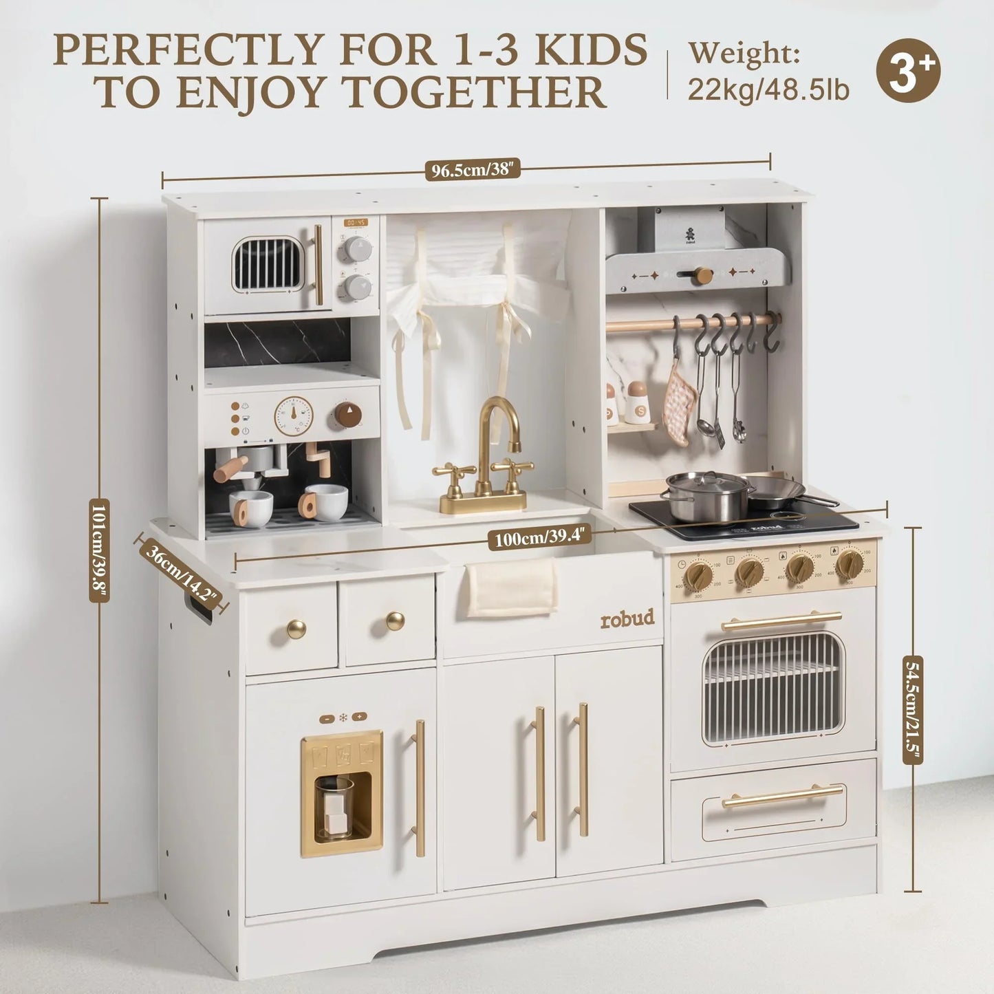 Play Kitchen Wooden with Wash basin Cookware Accessories