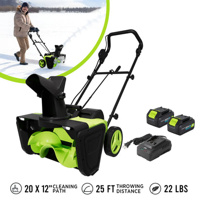 42V 20" Cordless Snow Blower – 850 Lbs/Min, Dual 4.0Ah Batteries & Charger Included