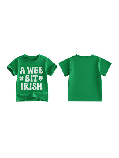 Irish Girl T-Shirts with Lucky Clover Print Short Sleeve Crew Neck