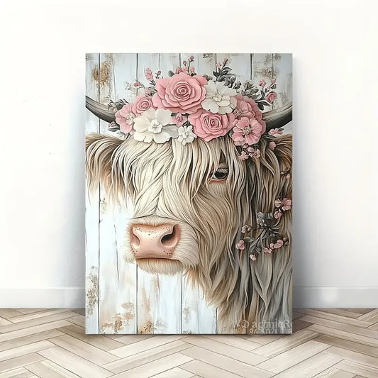 1pc Rustic No Framed Highland Cow Canvas Art Print