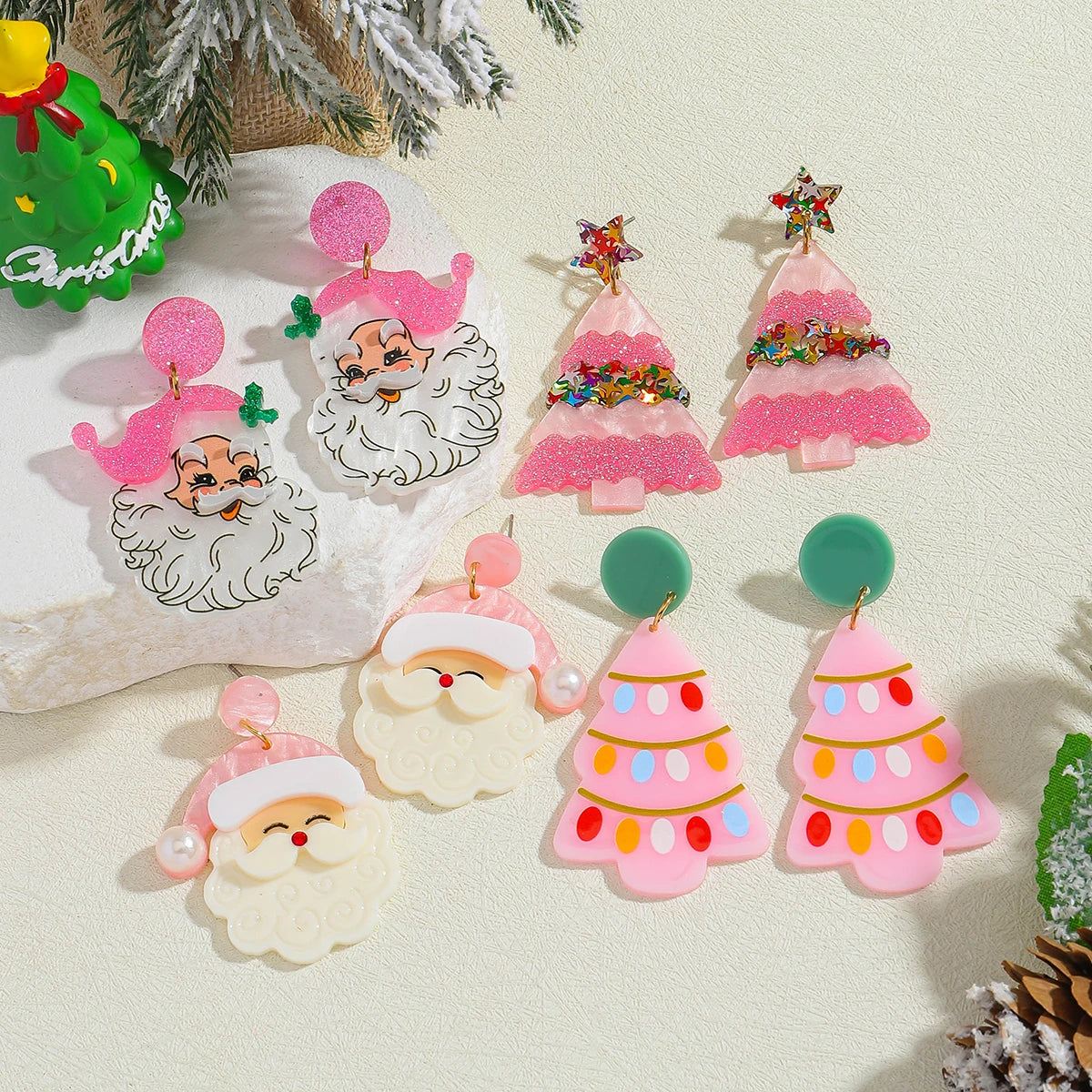 Acrylic Santa Drop Earrings