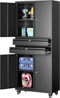 Metal Storage Cabinet with Wheels and Drawers and Adjustable Shelves 3"