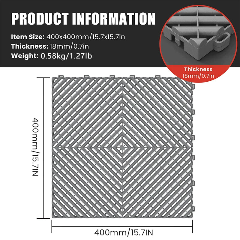 25PCS 1.8cm Thickness Garage Floor Mats