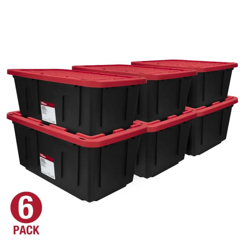 (6 pack) Hyper Tough Large Storage Bin, 27 Gallon