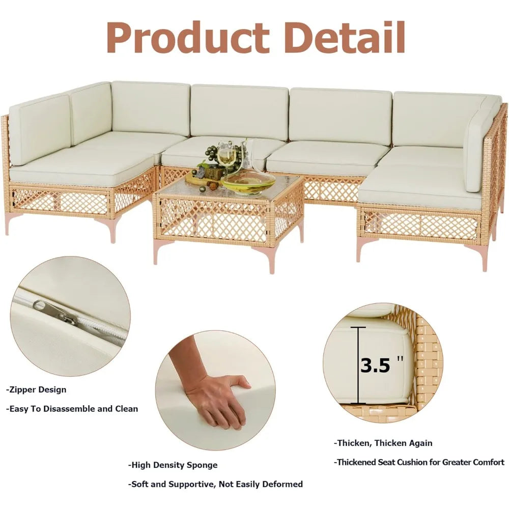 Outdoor Patio Furniture Set, Wicker Outdoor Sectional Set