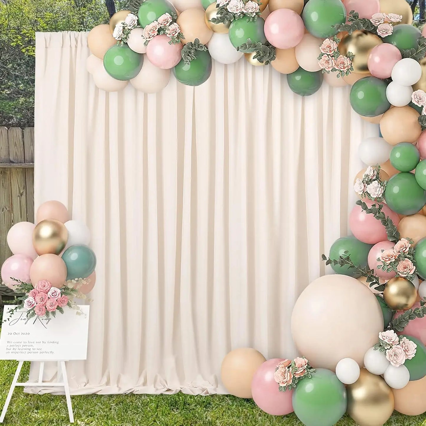 (8-10 Panels) 5ft x 10ft Ivory Backdrop Curtains