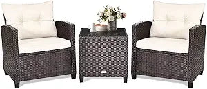 3pcs patio furniture set, rattan wicker