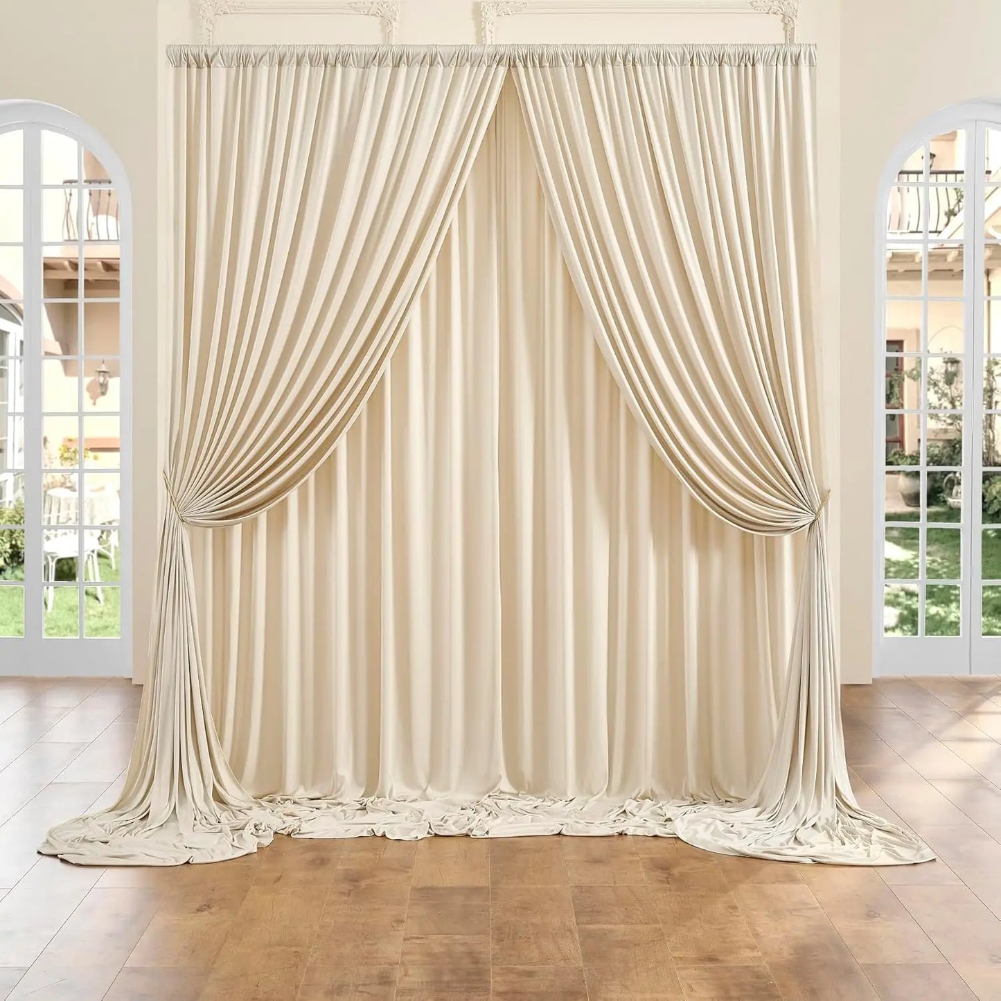 (8-10 Panels) 5ft x 10ft Ivory Backdrop Curtains