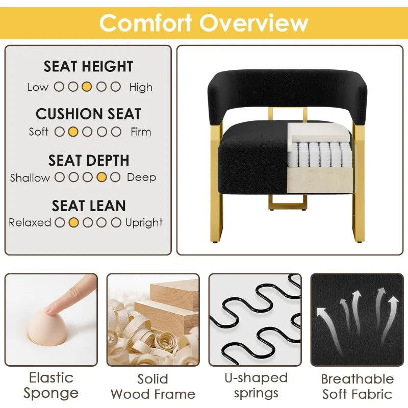 Modern Black and Gold Accent Chair Set of 2,