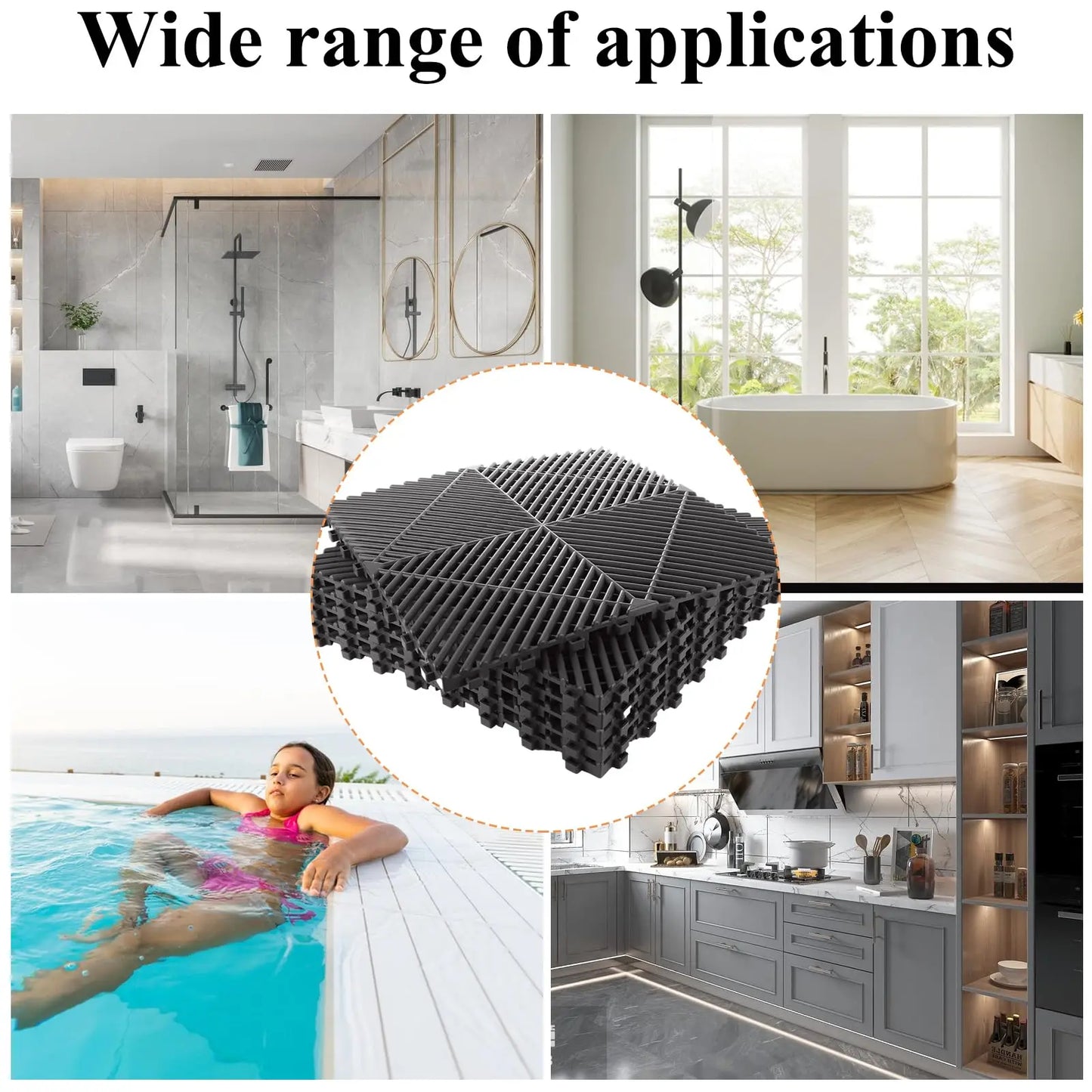 20 Pack Interlocking Drainage Tiles, 15.7 * 15.7 inch Rubber