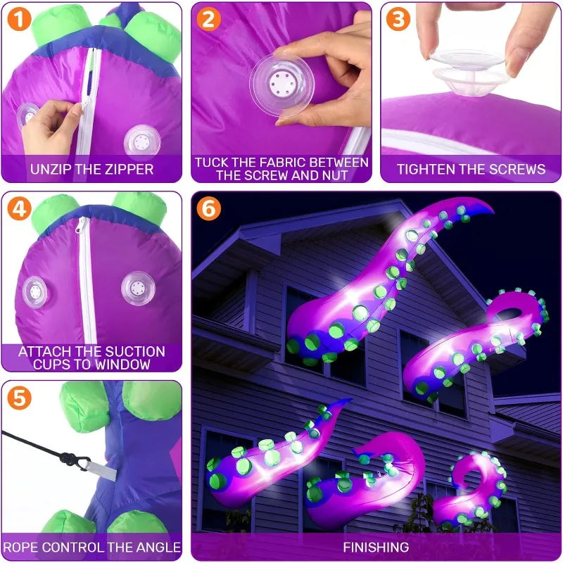 5 Pcs 5 ft Halloween Inflatable Lighted Giant Octopus Tentacle