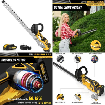 Cordless Hedge Trimmer with Battery and Charger, 20-Inch