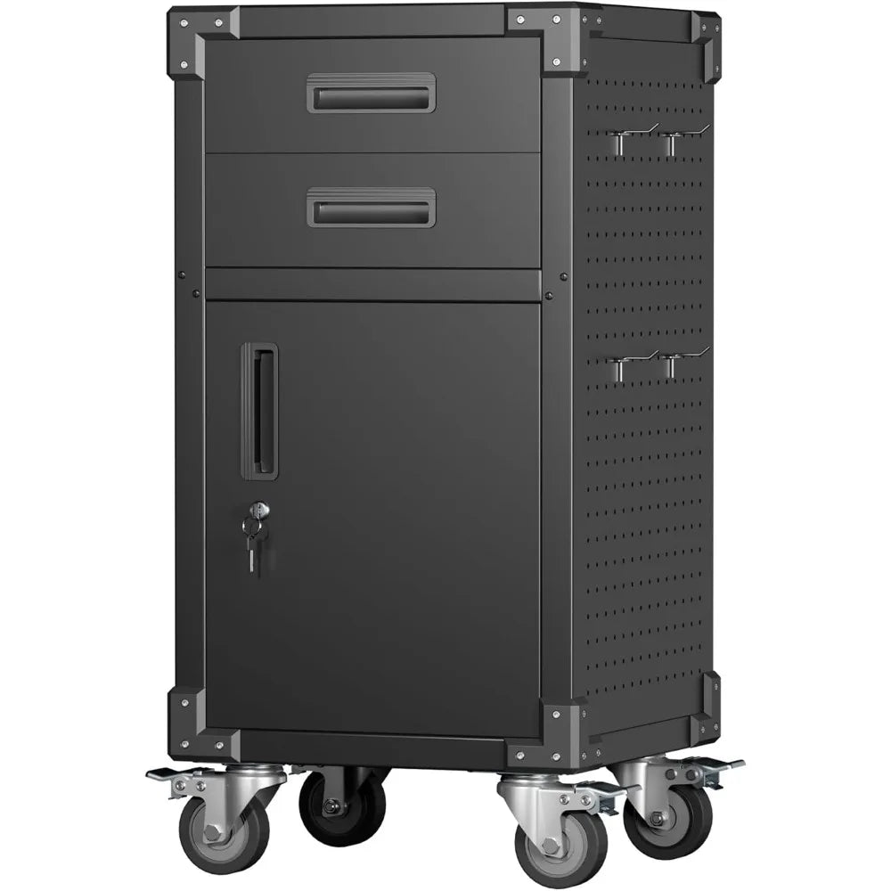 Garage Storage Cabinet, Metal with 1 Locking Door and 2 Drawers