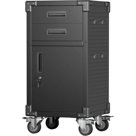 Garage Storage Cabinet, Metal with 1 Locking Door and 2 Drawers