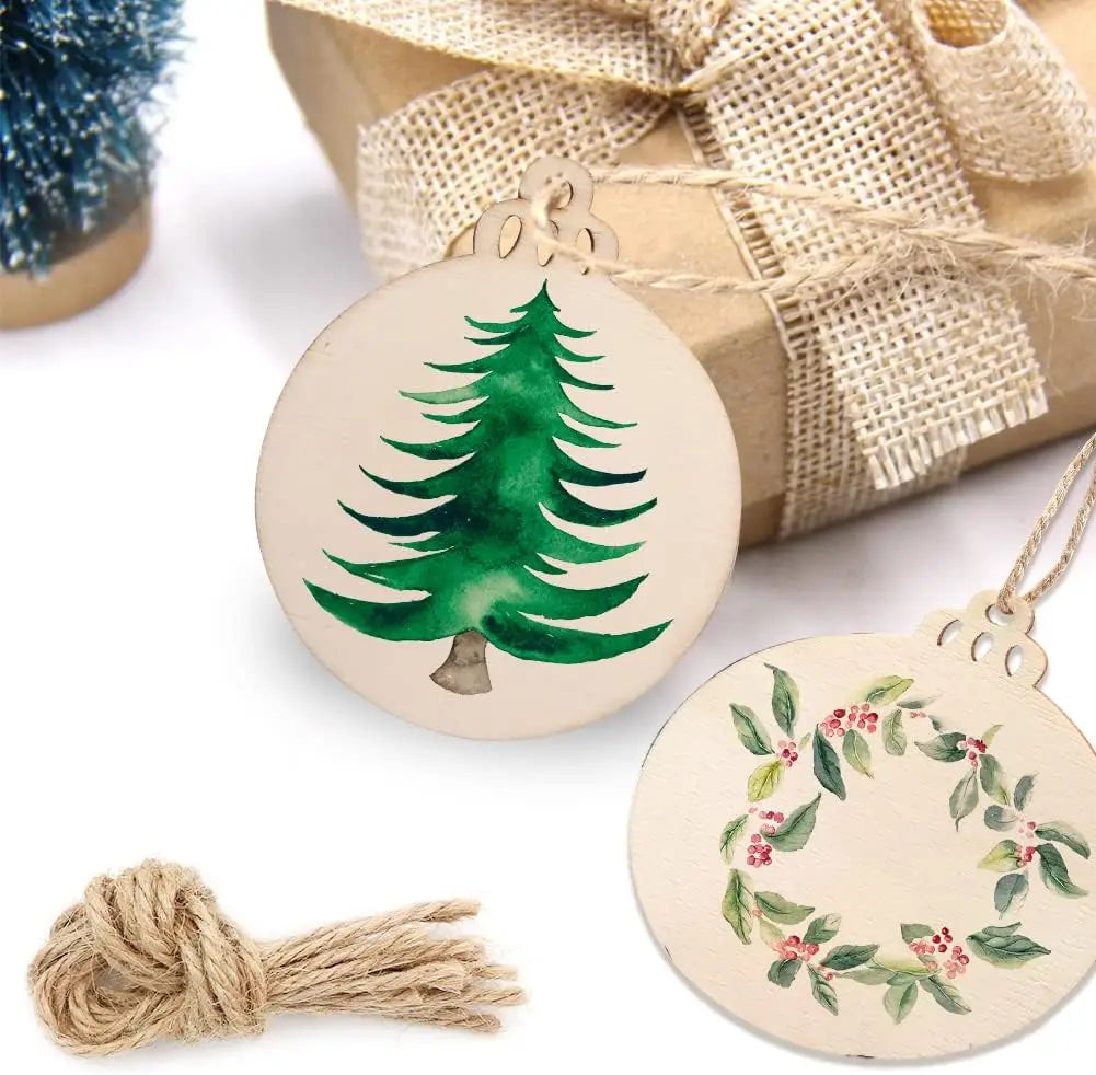 DIY Wooden Christmas Ball Decoration Round Blank Wood Slices