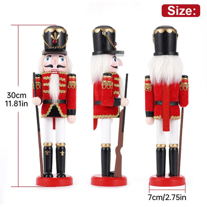 30cm Wooden Nutcracker Soldier Statues