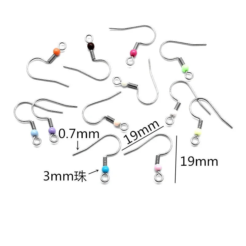 50pcs/lot Stainless Steel Earring Wire Hooks Hypoallergenic