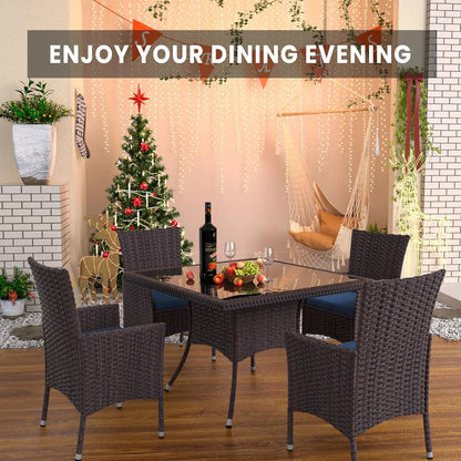 10 Piece Outdoor Dining Set, Rattan 8 Chairs,Patio Dining Table and Chairs w/Cushions