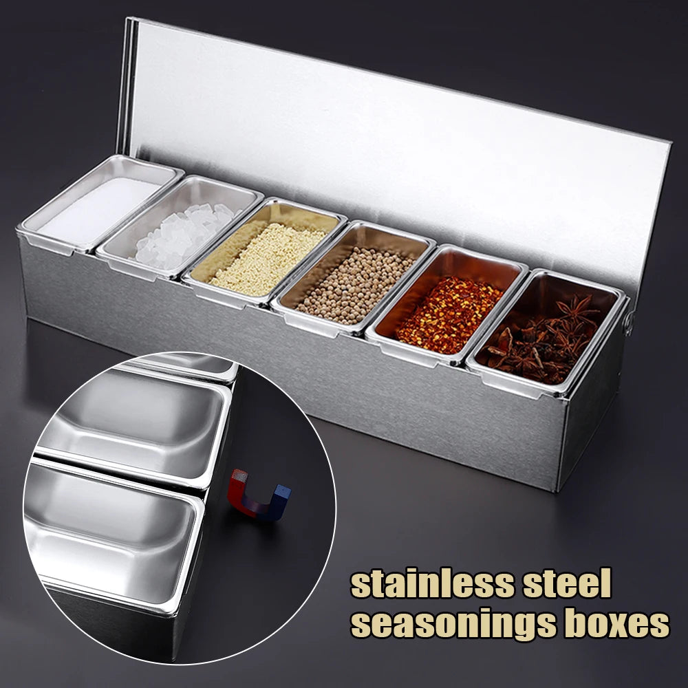 Ingredient Container With 6 Grids Kitchen Spice Box