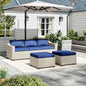 Rattan Outdoor Sectional Furniture  Wicker Couch with Coffee Table and Cushions for Poolside