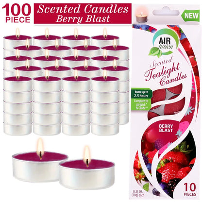 Air Fusion 100 Count Tea Lights Candles Burgundy Berry Blast Scented 2.5 Hours