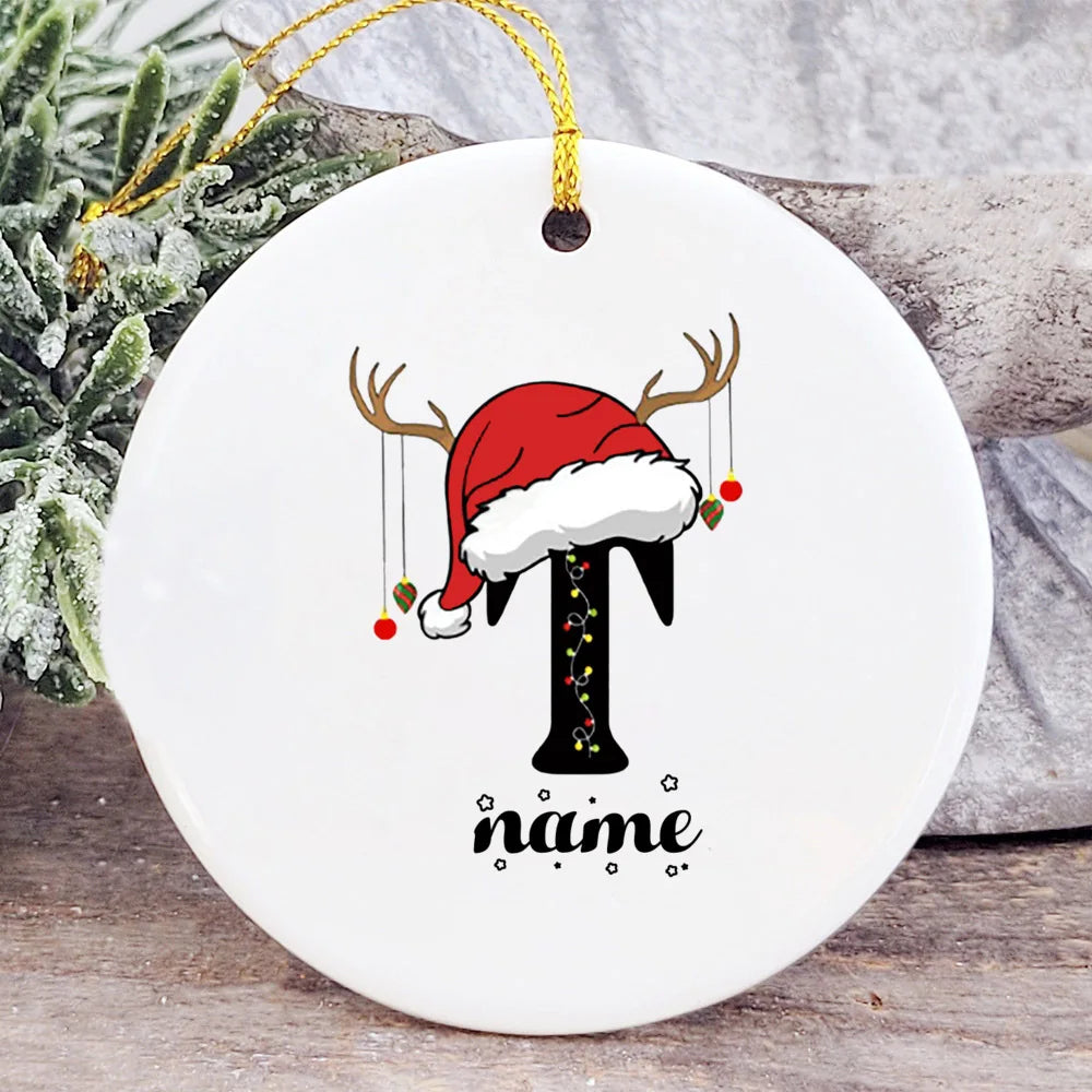 Baby's Christmas Ornament Personalized Initial with Name