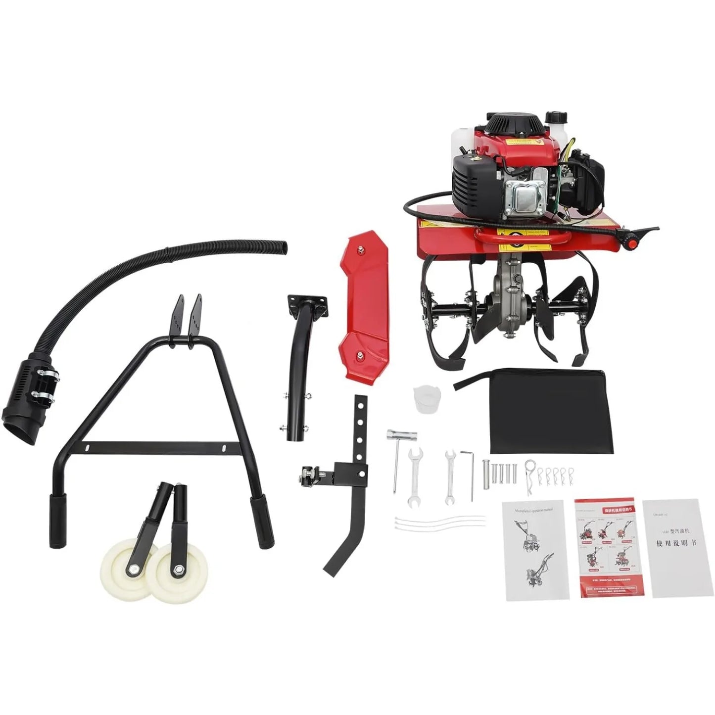 Full-Size Front Tine Tiller, 63cc Air-Cooled 4-Stroke Gasoline Engine