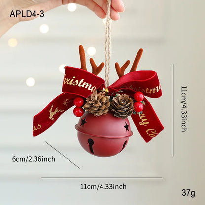 Christmas Bell Antlers Bow Pinecone Bell