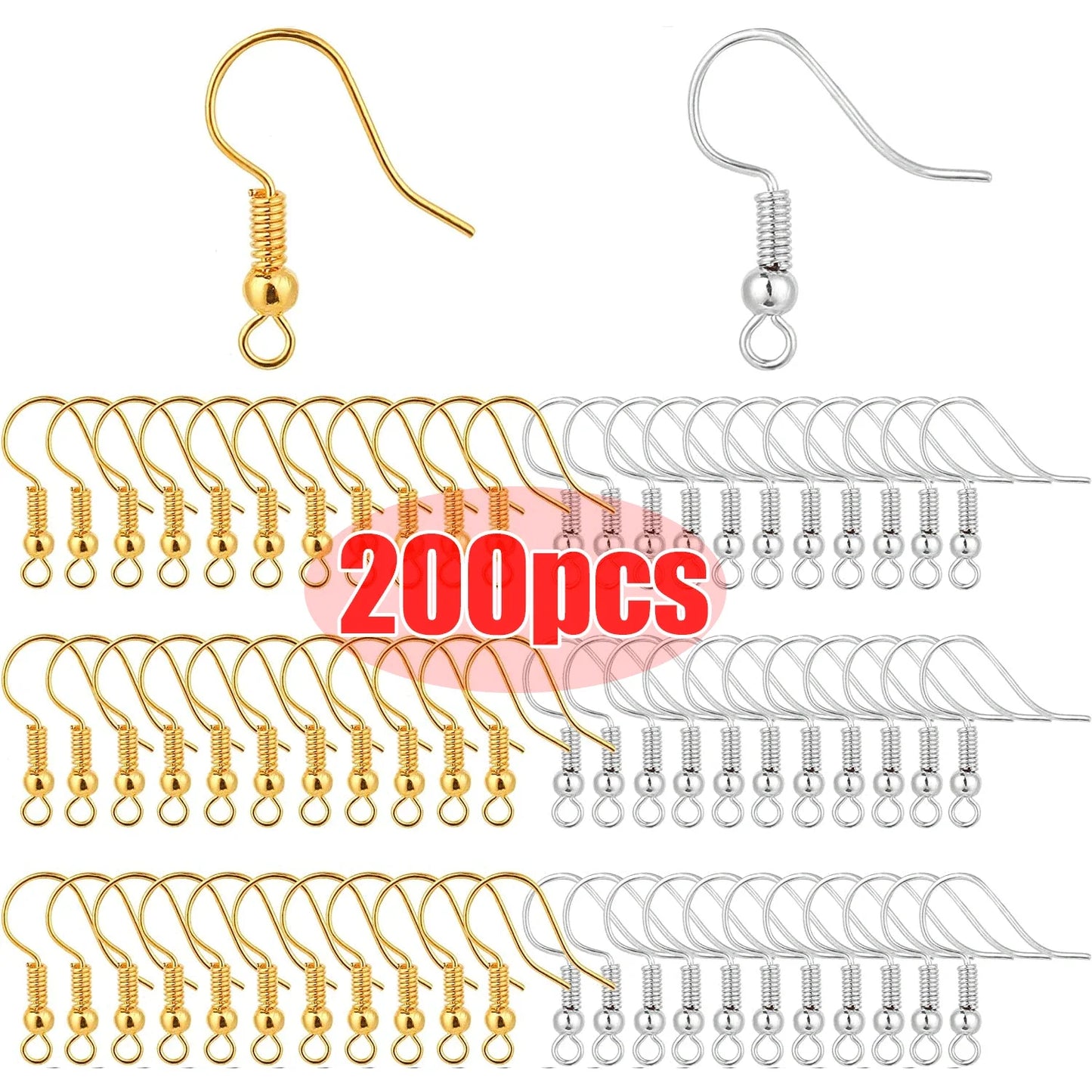 100/200pcs DIY Earring Findings Earrings Clasps Hooks Stainless Steel Hypoallergenic