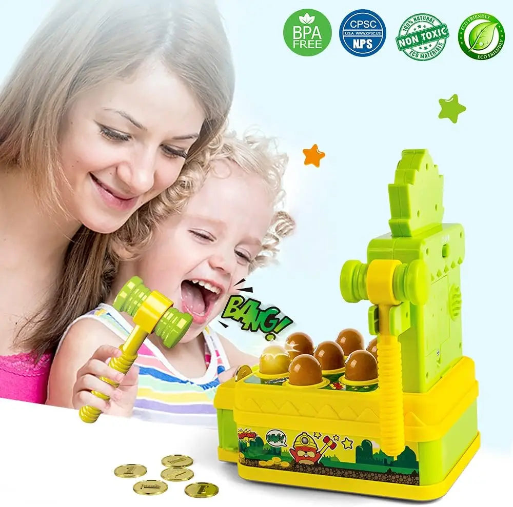 Mini Coin Operated Arcade Game Bank with 2 Hammers