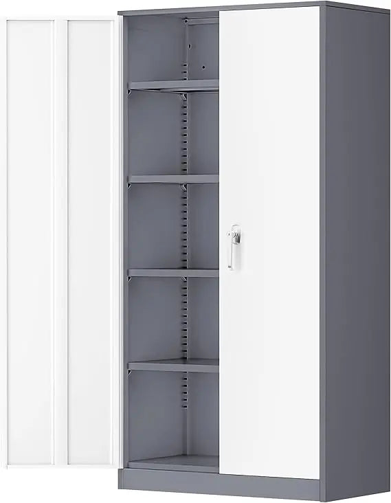 Lockable Steel Storage Cabinet with 4 Adjustable Shelves