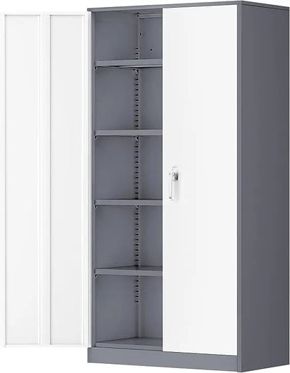 Lockable Steel Storage Cabinet with 4 Adjustable Shelves