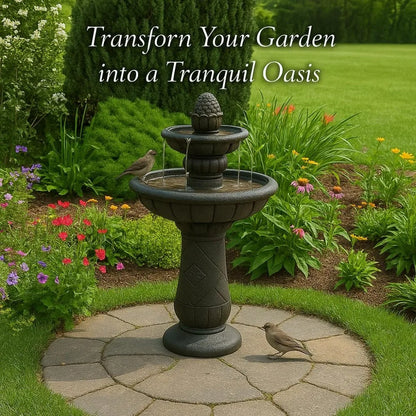 Pineapple Tiered Outdoor Water Fountain with Pump