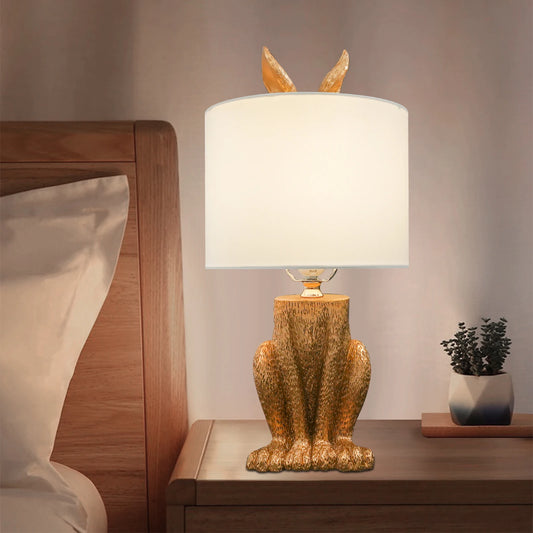 Golden Cute Rabbit-shaped Table Lamp with Push Button Switch