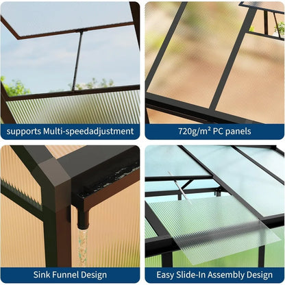 6x10FT Walk-in Polycarbonate Greenhouse Kit
