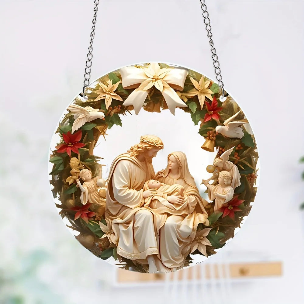 2D Saint Mary Pendant Christmas Gift Christmas Ornament Acrylic Car Pendant Prayer Pendant for Home Garden Decor Christmas Decor