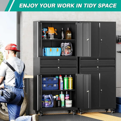 Metal Storage Cabinet with Wheels and Drawers and Adjustable Shelves 3"