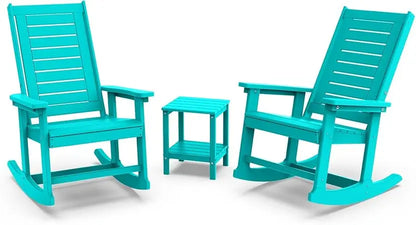 Outdoor Rocking Chair Set | 3-Piece  2 Rocking Chairs with 1 Side Table