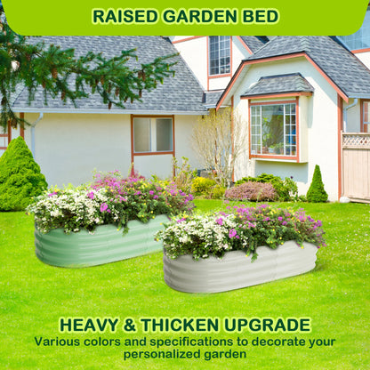 2 Pcs 4.5x2x1ft Oval Raised Garden Bed, Galvanized Raised Beds