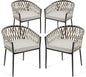 4 outdoor rattan wicker chair with armrest and cushions