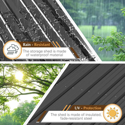 10x8 Foot Outdoor Metal Storage Shed with Lockable Door