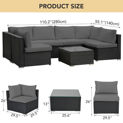 8 Piece Outdoor Sectional Sofa PE Rattan Wicker