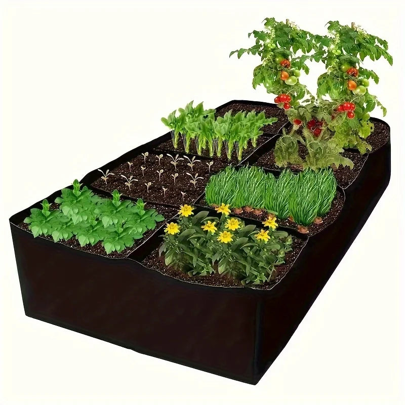 Garden Bed, 128 Gallon 8 Grids Plant Grow Bags, 3x6FT