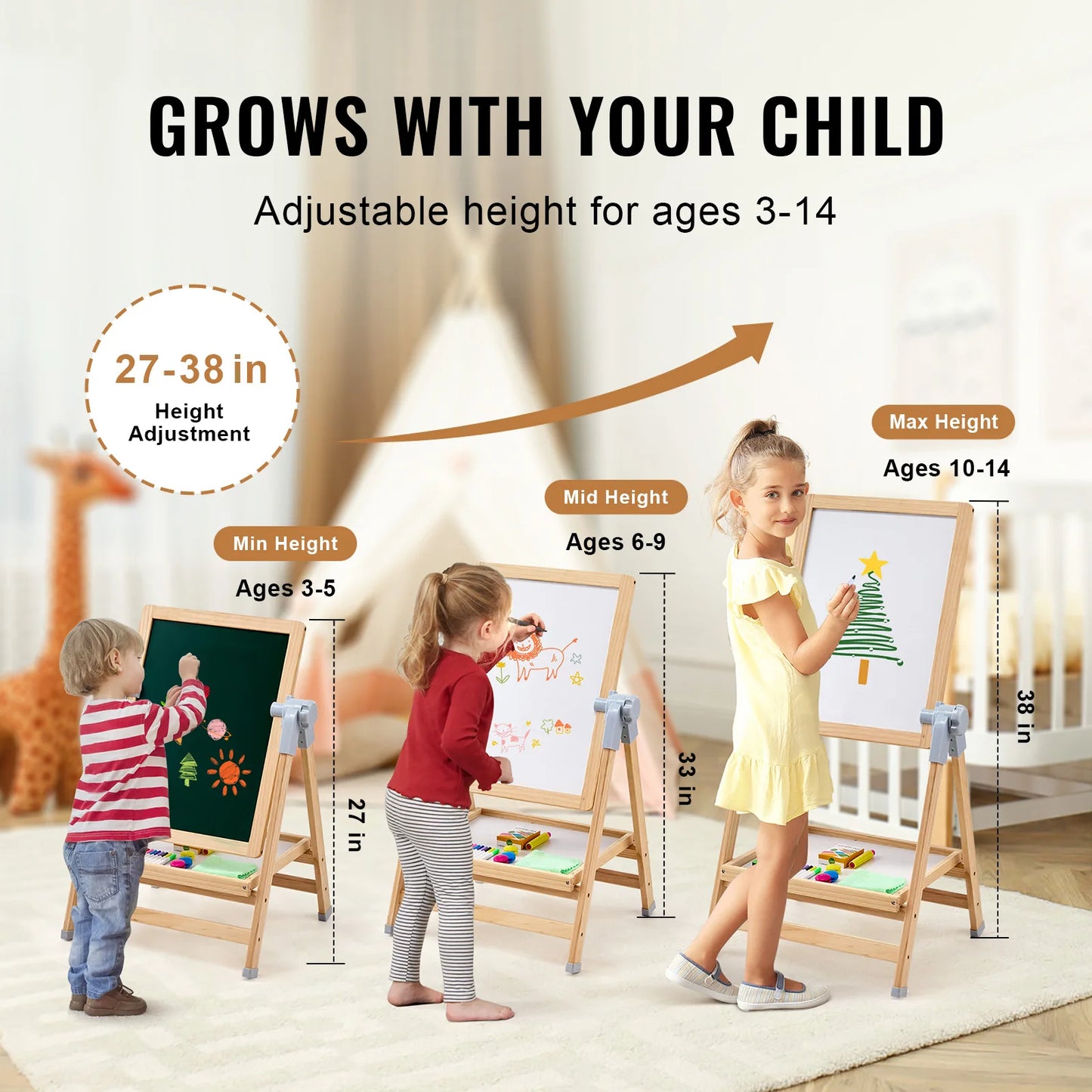 Standing Magnetic Drawing Board WordPad Art Easel with Painting Accessories