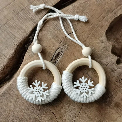 Ornaments With Wooden Snowflakes And Rings